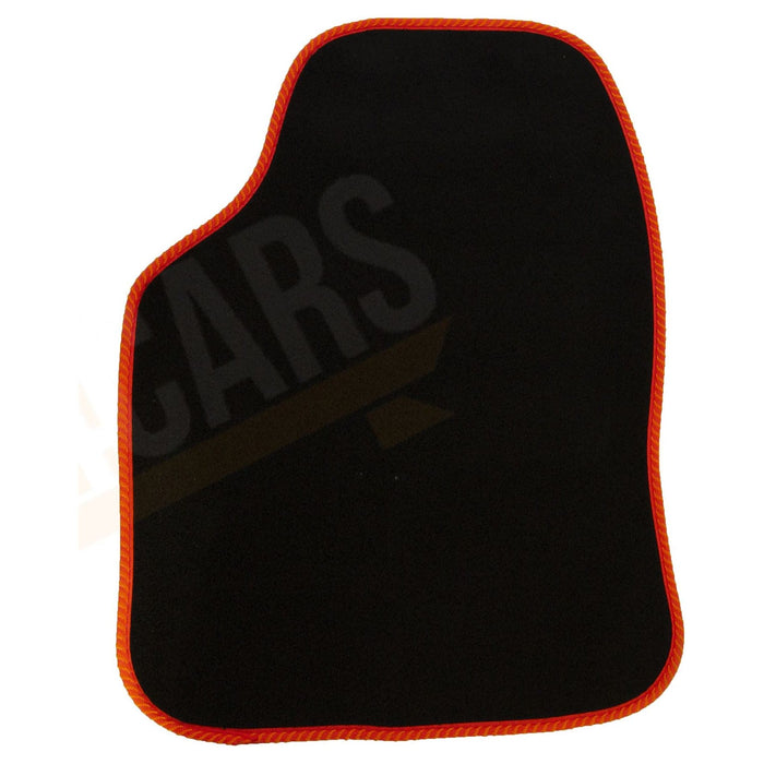 4 x Black  Carpet Floor Mats with Red Trim fits Peugeot 106 107 108 206 207 208 UKB4C  - Dynamic Drive