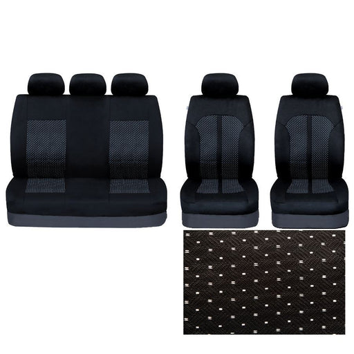 Black/Grey Full Set Front & Rear Car Seat Covers for Citroen C3 Pluriel 03-10 UKB4C  - Dynamic Drive