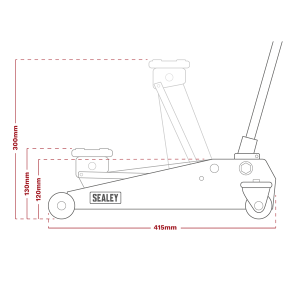 Sealey Trolley Jack 1.5 Tonne Short Chassis 1015CX Sealey  - Dynamic Drive