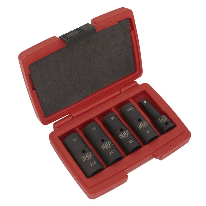 Sealey Deep Impact Socket Set 1/2"Sq Drive 77mm Double Ended 18.5-22.5mm 5pc