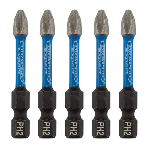 Draper Expert Cross Slot/PH Type Impact Screwdriver Bits, No.2 x 50mm, 1/4" Hex Draper  - Dynamic Drive