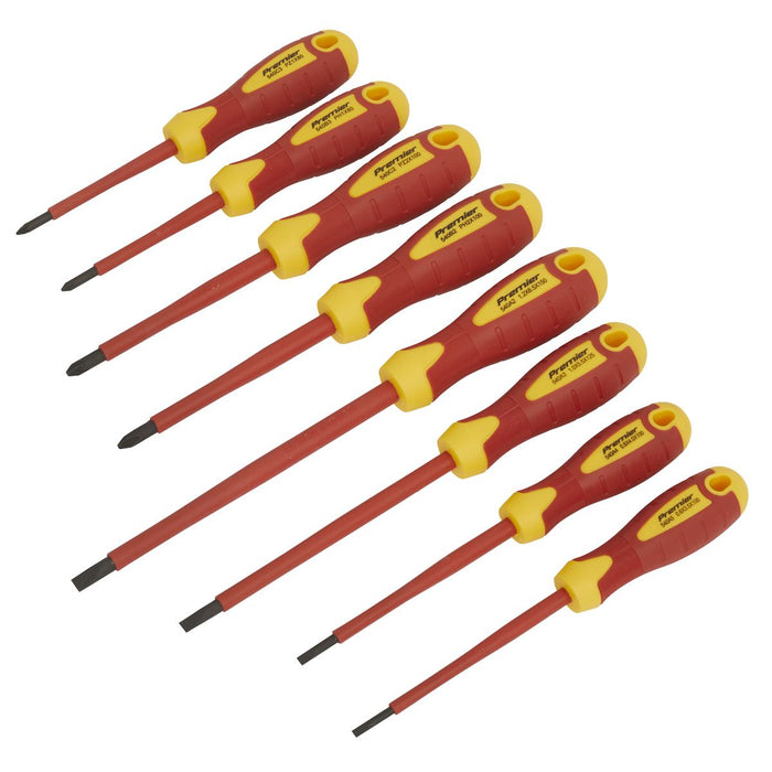 Sealey 8 Piece VDE Approved Screwdriver Set 1000V Slotted Pozi Phillips Sealey  - Dynamic Drive