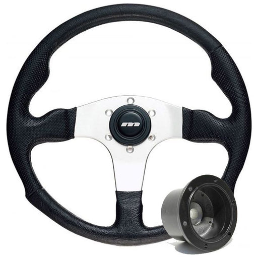 320mm Black Moulded Steering Wheel + Boss fits Vauxhall Vectra A 2.0i GT 88-95 Mountney Classic  - Dynamic Drive