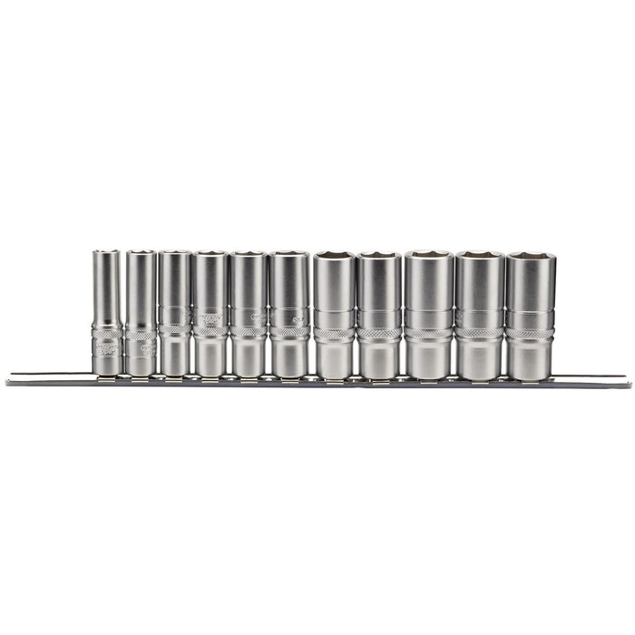 Draper Imperial Deep Socket Set on a Metal Rail, 3/8" Sq. Dr. (11 Piece) 16495