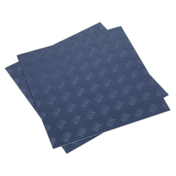 Sealey Vinyl Floor Tile with Peel & Stick Backing Blue Treadplate Pack of 16 Sealey  - Dynamic Drive