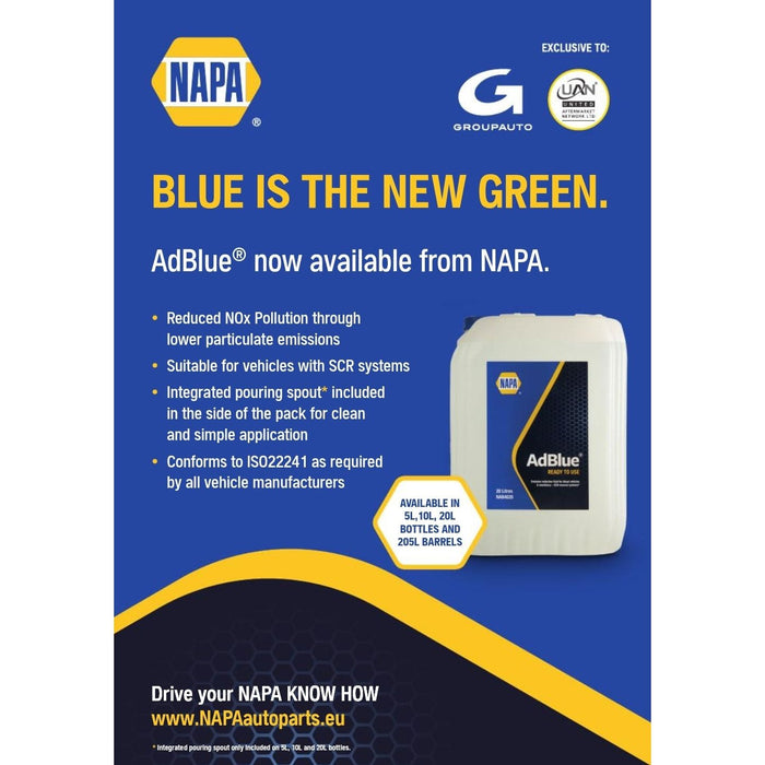 Adblue Ad Blue 10L Litre Diesel Car Truck Van Commercial Integrated Spout Napa  - Dynamic Drive