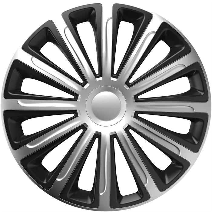 4x Wheel Trims Hub Caps 15" Covers fits Avensis Aygo Yaris in Silver & Black Alloy Look UKB4C  - Dynamic Drive