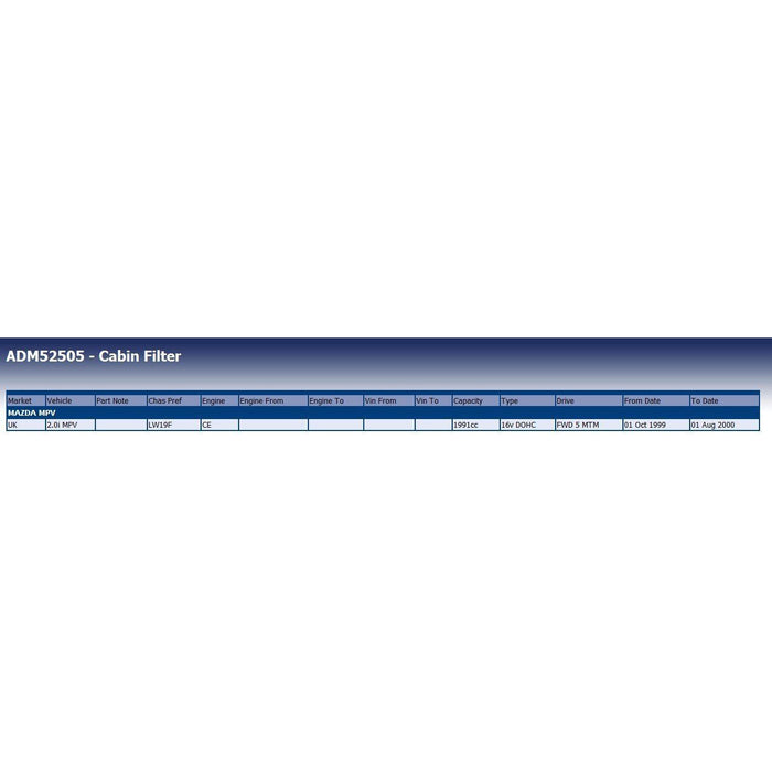 Blue Print ADM52505 Cabin Filter Fits Mazda