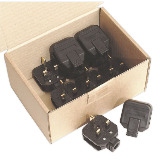 Sealey Black 13A heavy-Duty Plug Pack of 10 PL/13/3 Sealey  - Dynamic Drive