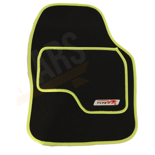 4 x VR Black Car Carpet Floor Mats with Green Trim fits Citroen C1 C2 C3 C4 Saxo UKB4C  - Dynamic Drive