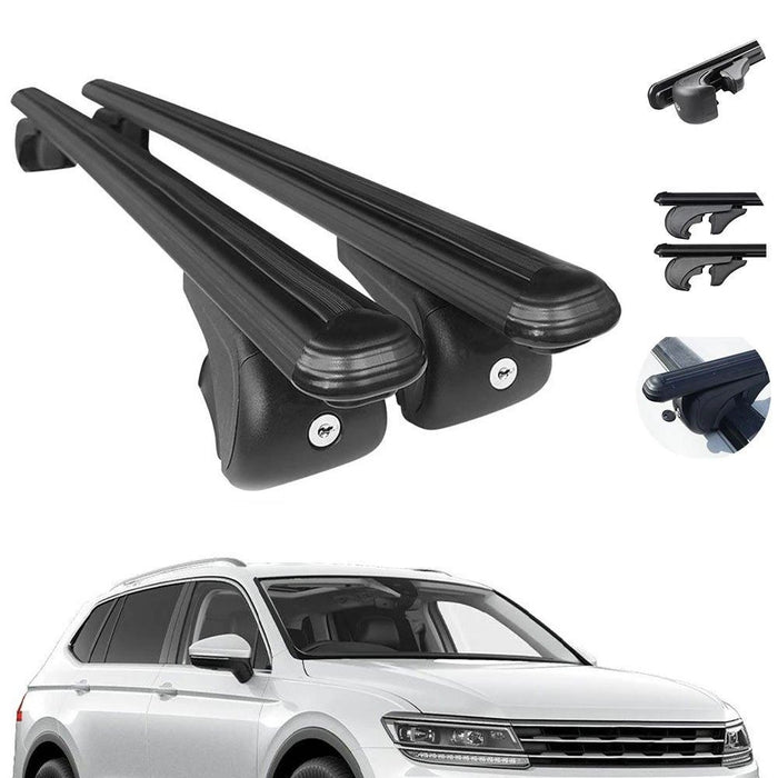 Roof Bars Rack Aluminium Black fits Toyota  Hilux 2005-2015 For Raised Rails