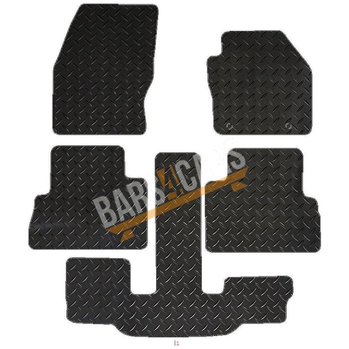 White Trim Tailored Rubber Car Mats for Ford C-Max Grand 13> Set of 5 XL With 2 Clips UKB4C  - Dynamic Drive