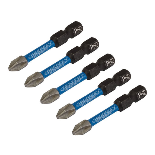 Draper Expert Cross Slot/PH Type Impact Screwdriver Bits, No.2 x 50mm, 1/4" Hex Draper  - Dynamic Drive