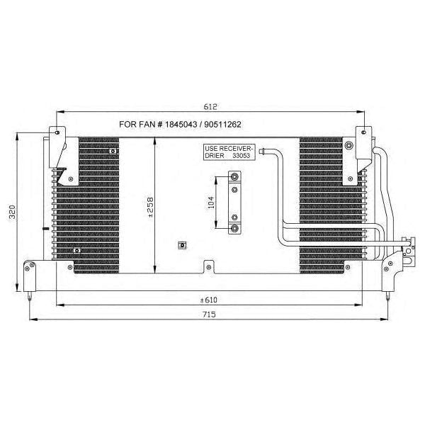 NRF Air Con Condenser fits Vauxhall Calibra Combo Corsa Corsavan Opel Calibra C