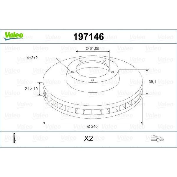 Valeo Front Brake Disc 197146 Automotive Part Set of 2 fits Hond Logo Valeo  - Dynamic Drive