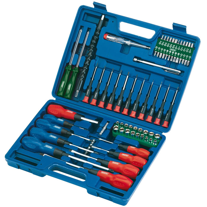 Draper Screwdriver, Socket and Bit Set, Blue (70 Piece) 40850