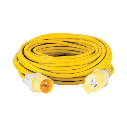 Defender Extension Lead Yellow 2.5mm2 16A 25m 110V Defender  - Dynamic Drive