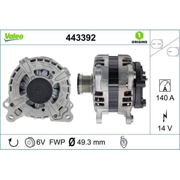 Valeo Alternator 443392 Automotive Part fits Seat Valeo  - Dynamic Drive