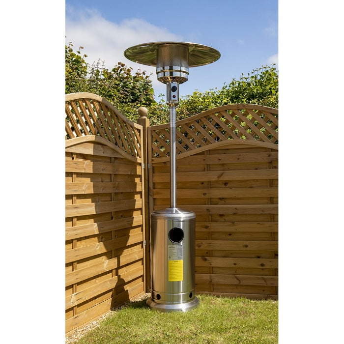 Dellonda 13kW Stainless Steel Commercial Gas Outdoor Garden Patio Heater Wheels