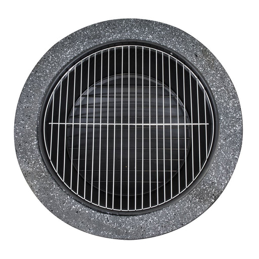 Dellonda Round MgO Fire Pit with BBQ Grill Ø75cm Safety Mesh Screen - Dark Grey Dellonda  - Dynamic Drive