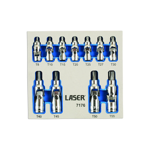 Laser Tamperproof U/J Star Socket Bit Set 1/4"D, 3/8"D 11pc 7176 Laser Tools  - Dynamic Drive