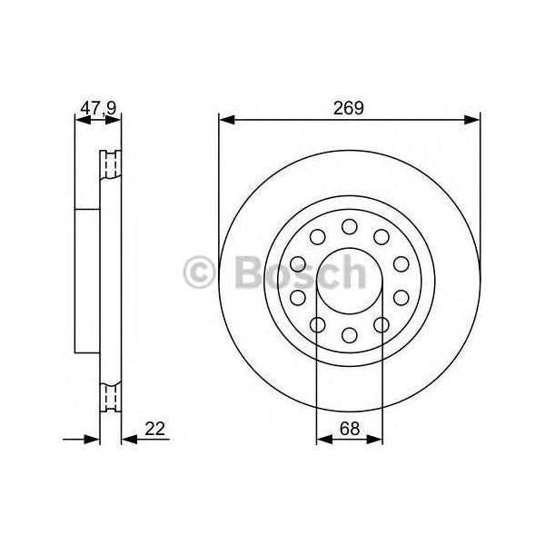 Bosch Brake Discs Pair fits Audi A6 Quattro TDi - 2.5 - 99-05 0986479366