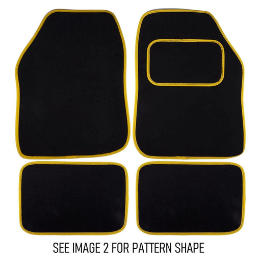 Fully Tailored Yellow Trim Carpet Mats fits for Peugeot 108 Set of 4 With 2 Clips UKB4C  - Dynamic Drive