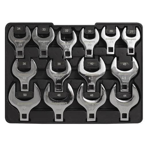 Seigen by Sealey Crow's Foot Open End Spanner Set 14pc 1/2"Sq Drive Metric Sealey  - Dynamic Drive