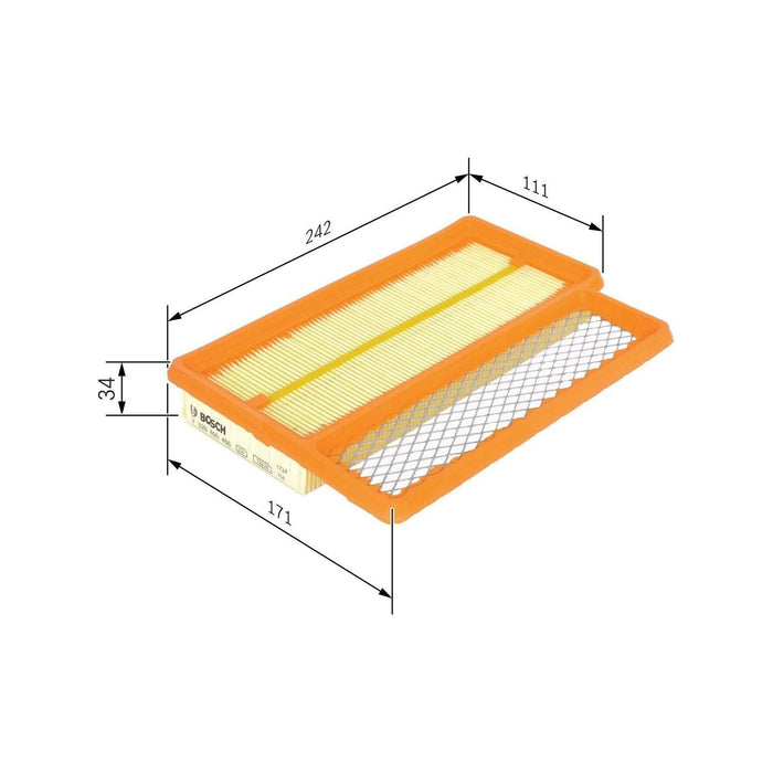 Genuine Bosch Car Air Filter S0466 fits Abarth 500 595 - 1.4 - 16- F026400466