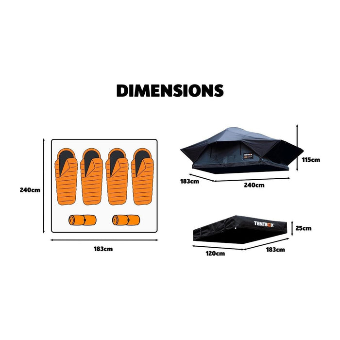 TentBox Lite XL (Slate Grey) 4 Person Roof Tent TENTBOX  - Dynamic Drive