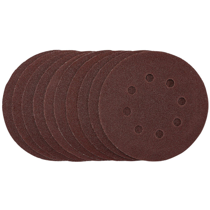 Draper Punched Sanding Discs, 125mm, Hook & Loop, 80 Grit, (Pack of 10) 54755 Draper  - Dynamic Drive