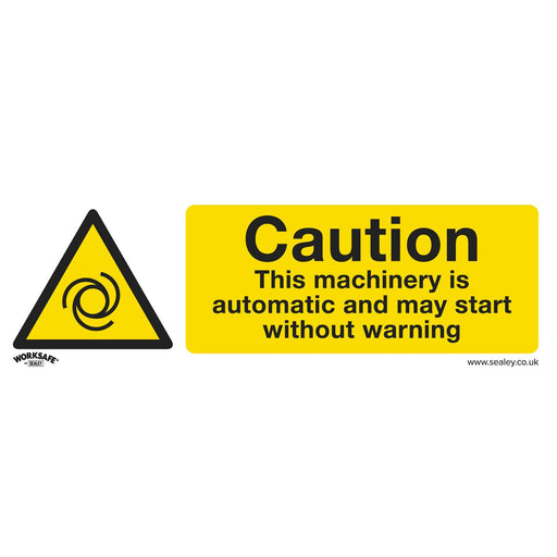 Sealey Warning Safety Sign Caution Automatic Machinery Self-Adhesive Vinyl Sealey  - Dynamic Drive