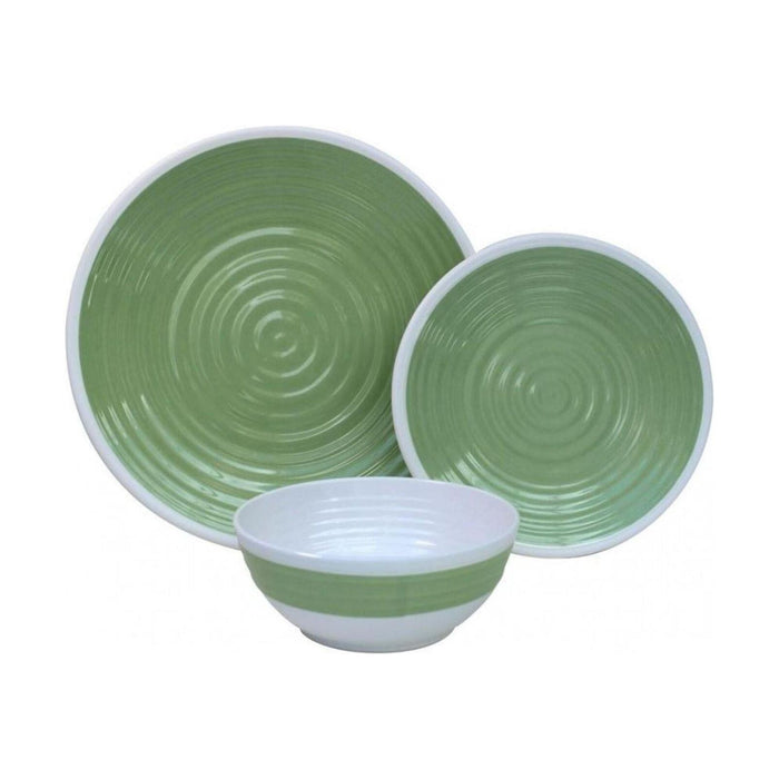 Outdoor Revolution Premium 12pc Melamine Plate and Bowl Set Pastel Lime