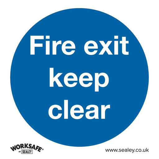 Sealey Mandatory Safety Sign Fire Exit Keep Clear Self-Adhesive Vinyl Pack of 10 Sealey  - Dynamic Drive