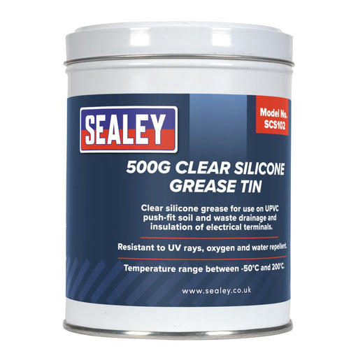 Sealey Silicone Clear Grease 500g Tin SCS102 Sealey  - Dynamic Drive