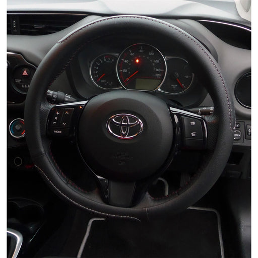 Black Steering Wheel Cover Soft Grip Leather Look for Avensis All Models UKB4C  - Dynamic Drive