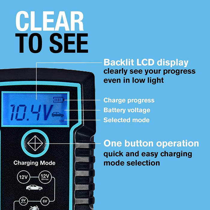 Ring 4A Smart Battery Charger and Battery Maintainer LCD Display 6/12v Ring Automotive  - Dynamic Drive