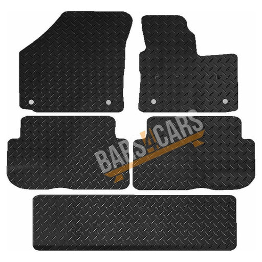 Fully Tailored Silver Trim Rubber Mats fits VW Touran 10> Set of 5 With 4 Clips UKB4C  - Dynamic Drive