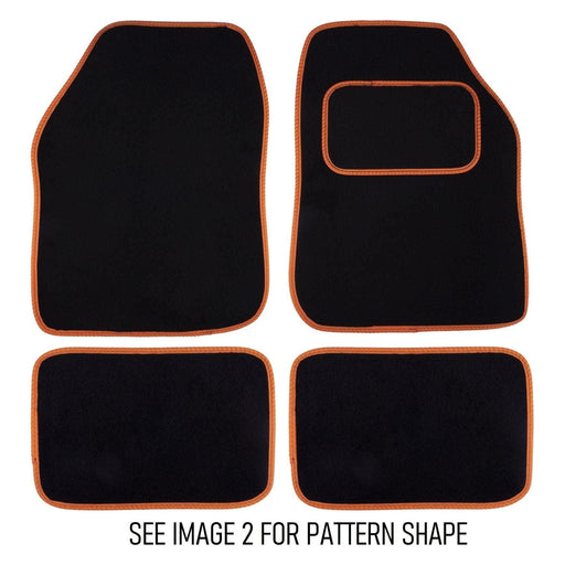 Fully Tailored Orange Trim Carpet Mats fits for Peugeot 108 Set of 4 With 2 Clips UKB4C  - Dynamic Drive