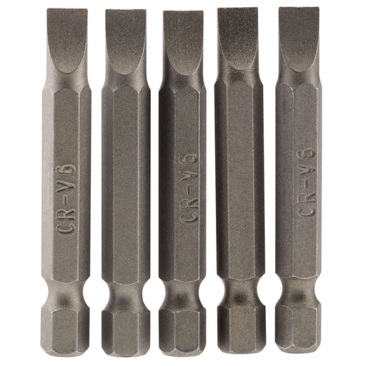 Draper Plain Slot Insert Bit, 6mm, 1/4" Hex, 50mm Long (Pack of 5) 64273 Draper  - Dynamic Drive