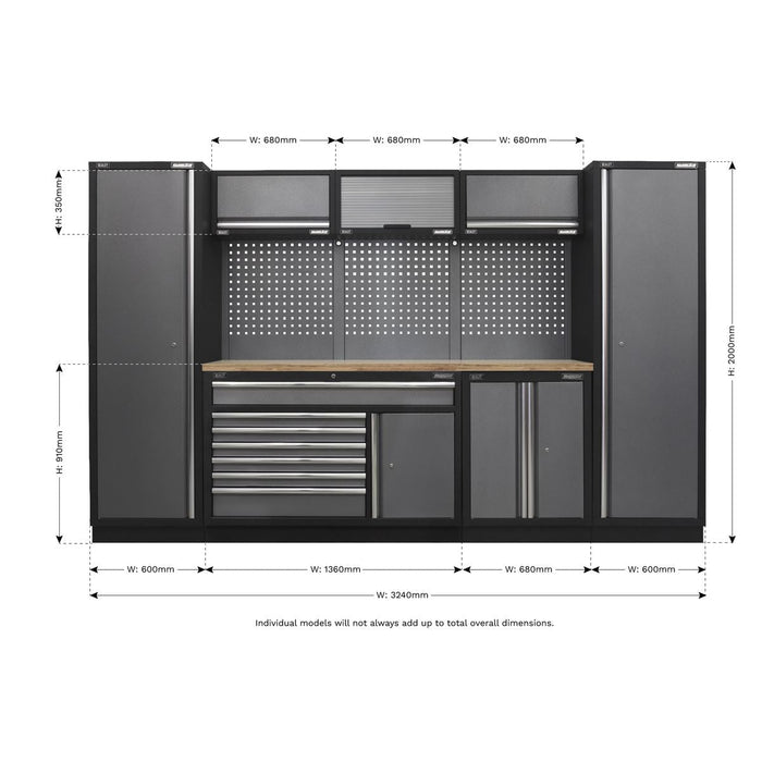 Sealey Superline Pro 3.24m Storage System Pressed Wood Worktop APMSSTACK13W