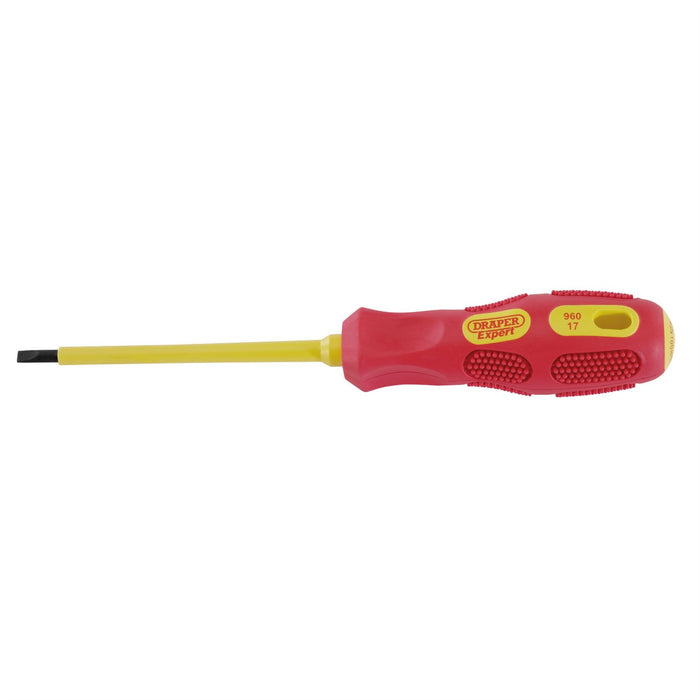 Draper VDE Approved Fully Insulated Plain Slot Screwdriver, 4.0 x 100mm (Display