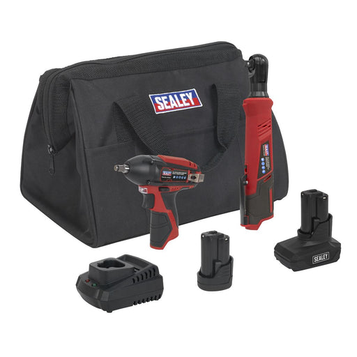 Sealey 2 x SV12 Series Cordless Power Tool Combo Kit 12V - 2 Batteries Sealey  - Dynamic Drive