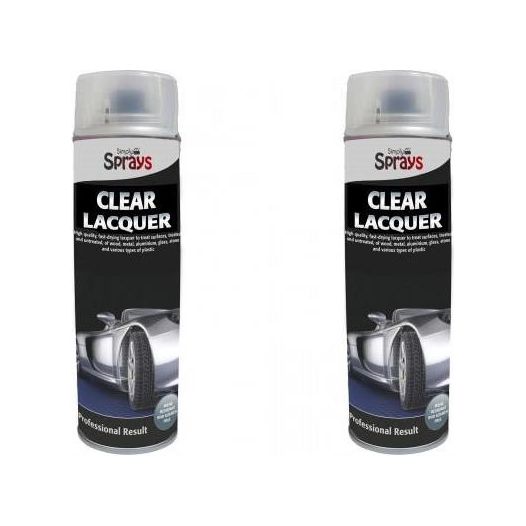 2 x  Simply Sprays Clear varnish Gloss Aerosol Spray Finish & Sealer 500ml Simply  - Dynamic Drive