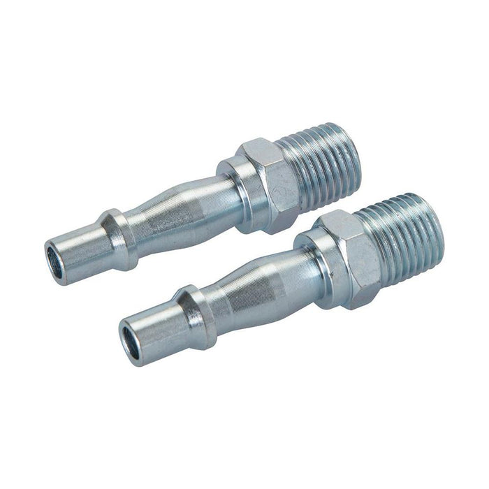 Silverline Air Line Bayonet Male Thread Coupler 2pk 1/4" BSP Silverline  - Dynamic Drive