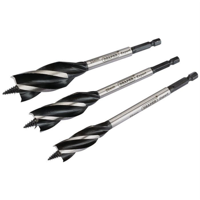 Draper 4 Fluted Auger Bit Set, 165mm (3 Piece) 54634