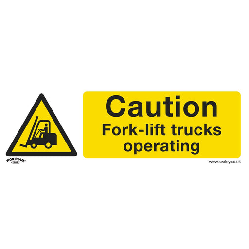 Sealey Warning Safety Sign Caution Fork-Lift Trucks Self-Adhesive Vinyl Pack of Sealey  - Dynamic Drive