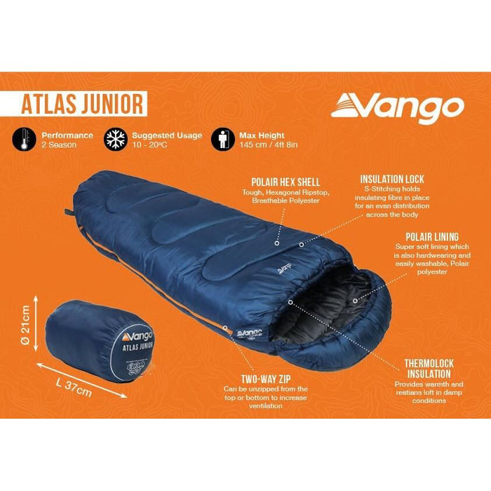 Vango Atlas Junior Junior Ink Blue Sleeping Bag Junior Vango  - Dynamic Drive