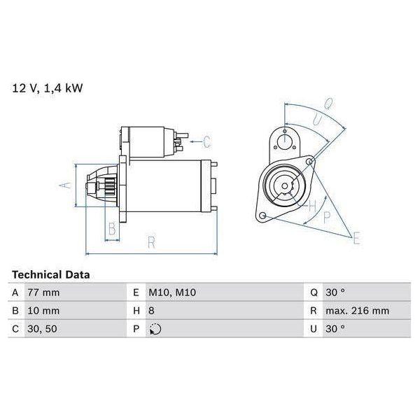 Bosch Reman Starter Motor 2041 0986020411