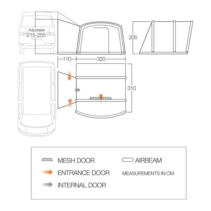 Vango Cove III Air Mid Drive Away Awning (215 - 255cm) Vango  - Dynamic Drive